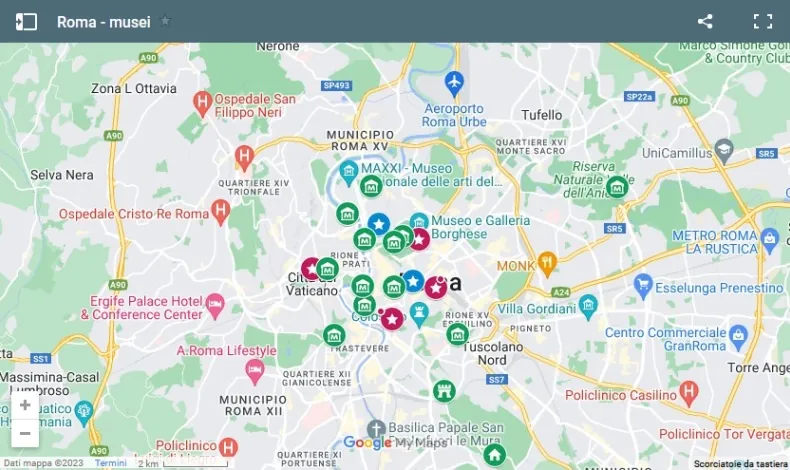 mappa musei gratuiti Roma